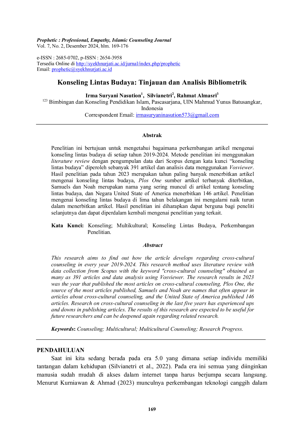 JURIS Konseling Lintas Budaya Tinjauan dan Analisis Bibliometrik