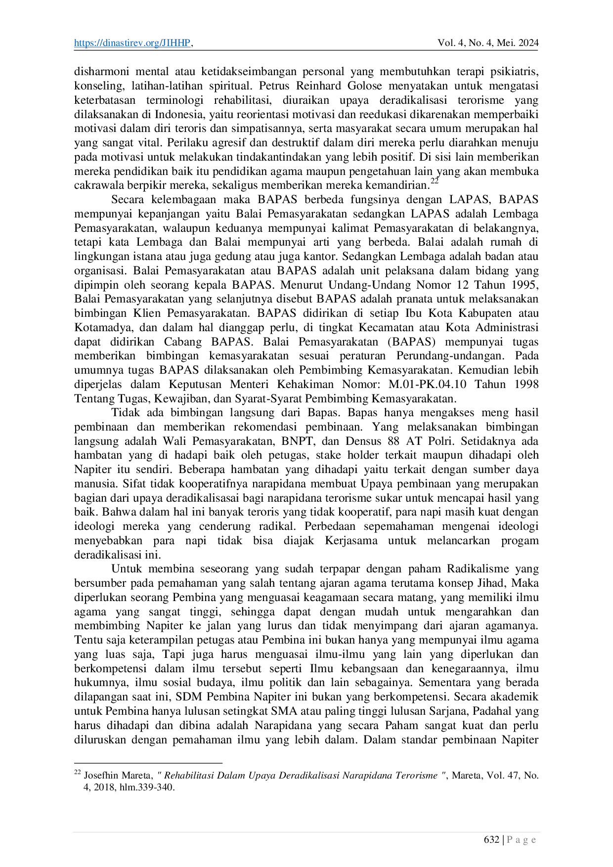 JURIS Efektivitas Program Deradikalisme Terhadap Narapidana Terorisme di Lapas High Risk Kelas II A Karanganyar