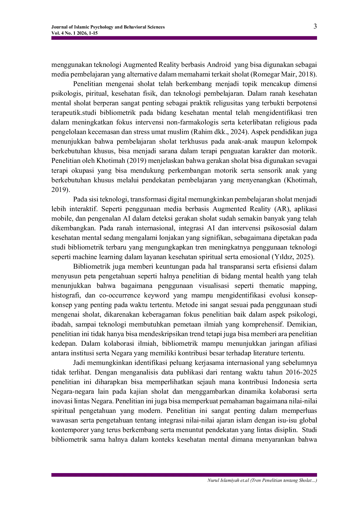JURIS Tren Penelitian tentang Sholat Kajian Bibliometrik dari tahun 2016 2025