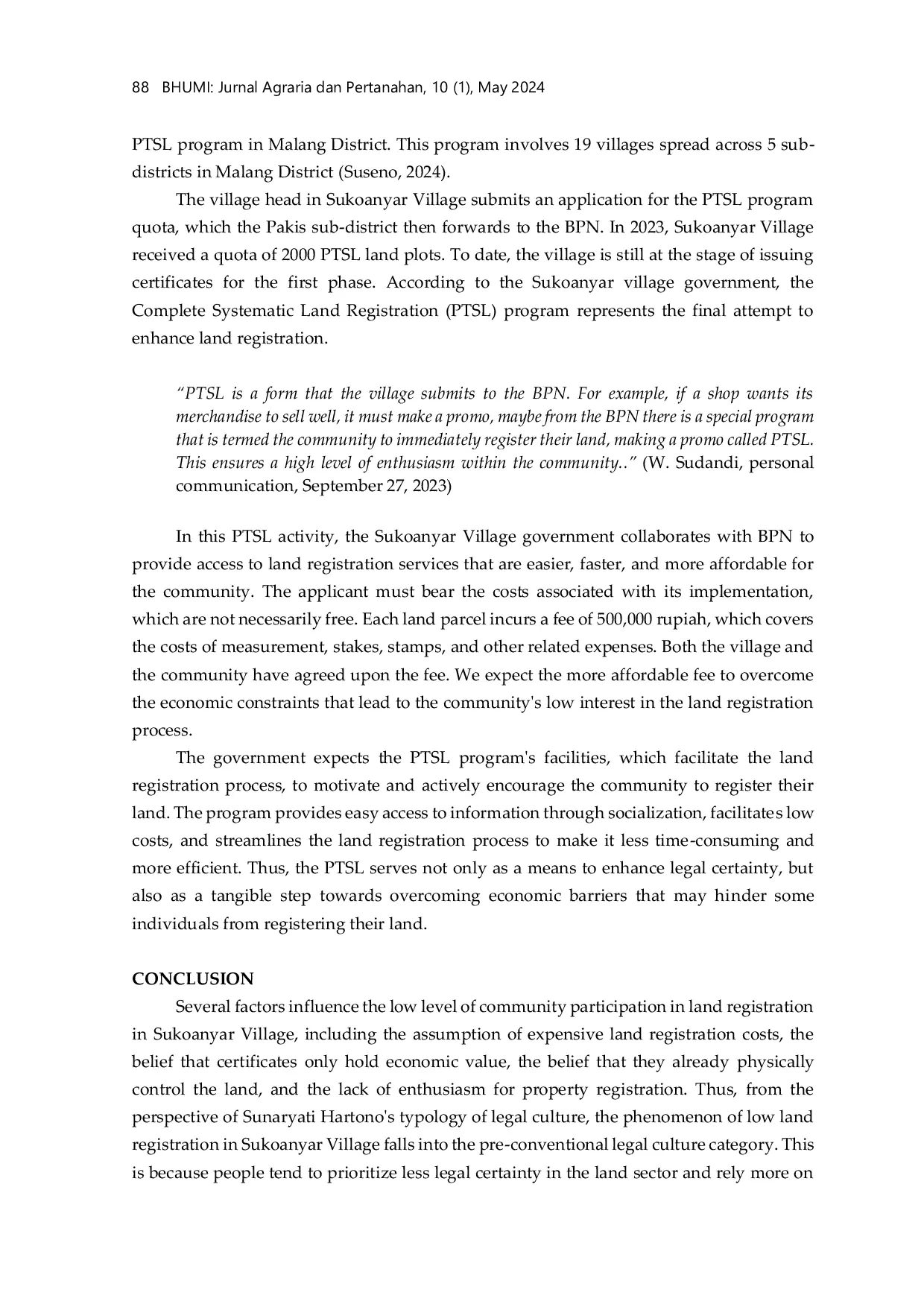 JURIS Analysis of The Effect of Insufficient Community Engagement in Land Registration Through The Lens of Sunaryati Hartono s Typology of Legal Culture