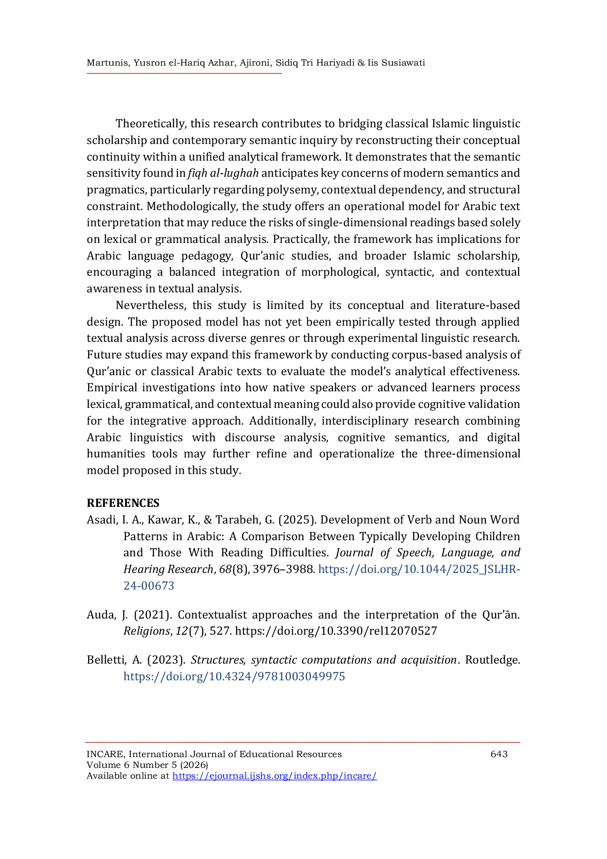 JURIS Integration of Fiqh al Lughah and Arabic Semantics in Three Dimensions of Meaning