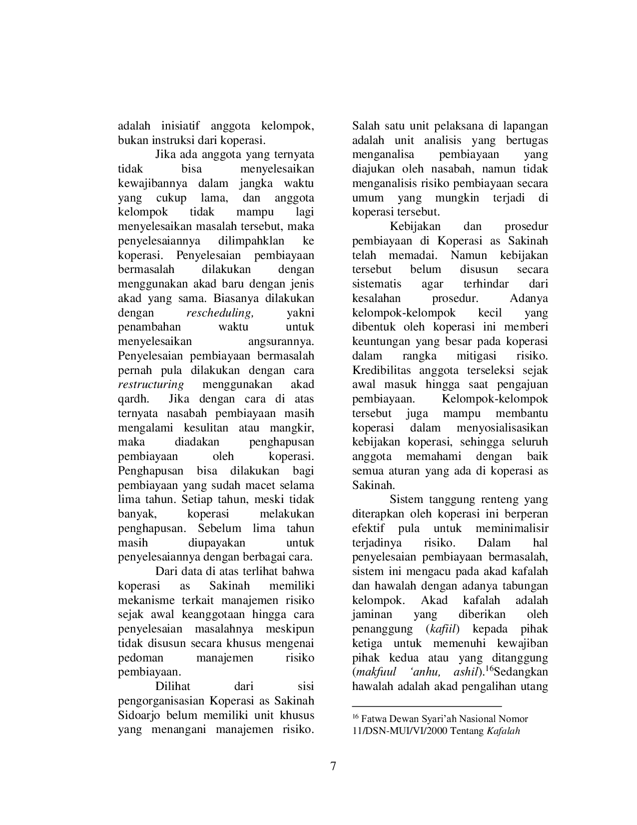 JURIS Penerapan Manajemen Risiko Kredit Pada Pembiayaan Syariah di Koperasi As Sakinah Sidoarjo