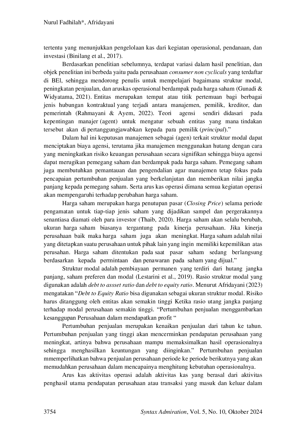 JURIS Pengaruh Struktur Modal Pertumbuhan Penjualan dan Arus Kas Operasi terhadap Harga Saham