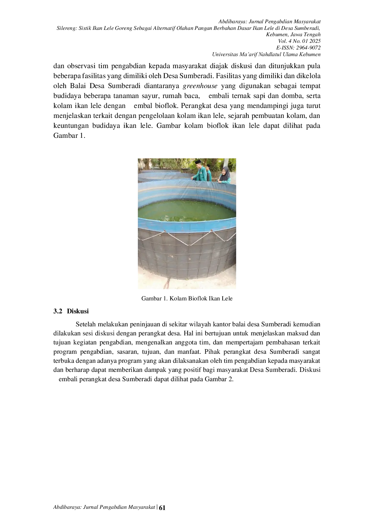 JURIS Silereng Sistik Ikan Lele Goreng Sebagai Alternatif Olahan Pangan Berbahan Dasar Ikan Lele di Desa Sumberadi Kebumen Jawa Tengah