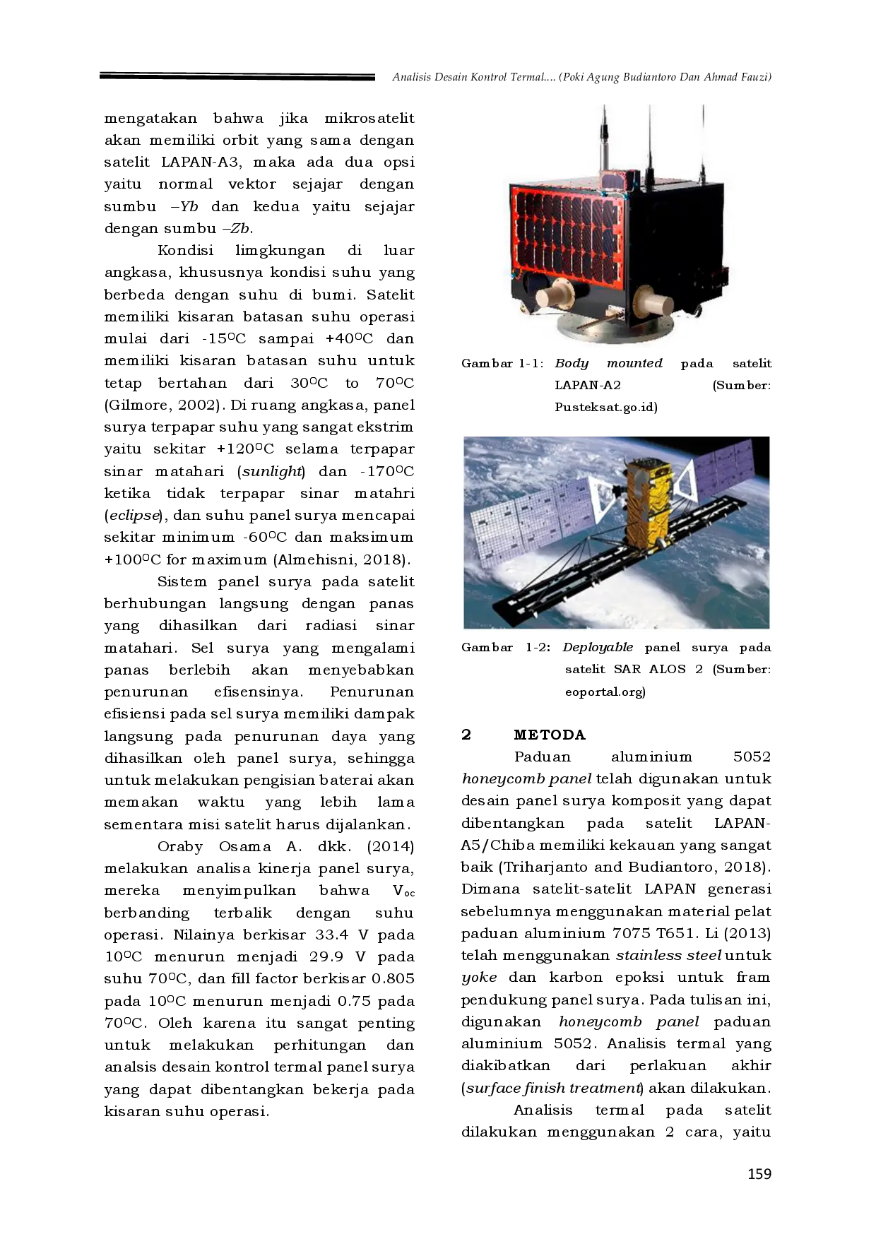 juris Analisis Desain Kontrol Termal Panel Surya yang Dapat Dibentangkan pada Mikrosatelit Sar Lapan Menggunakan Metoda Satu Nodal