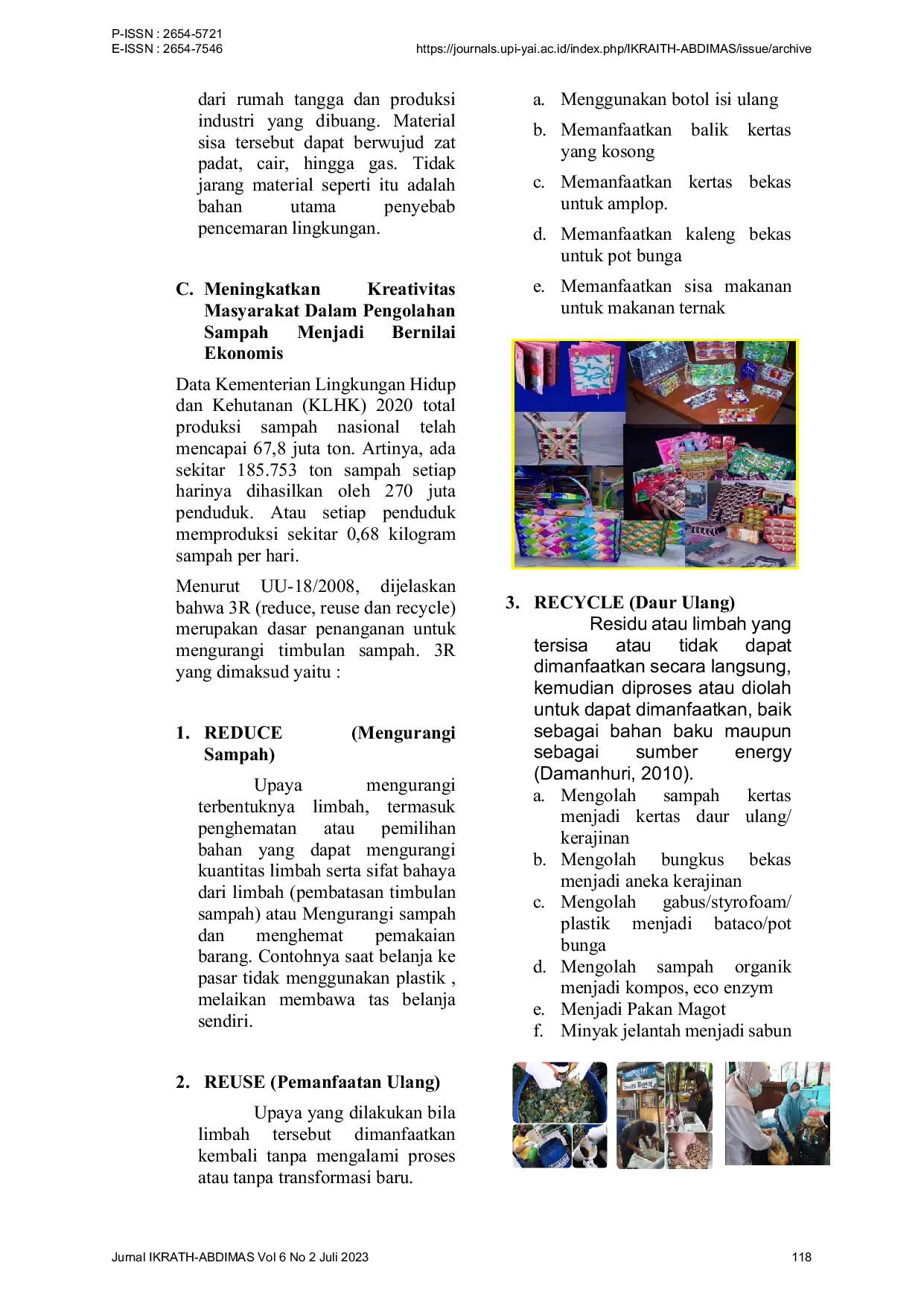 JURIS Pengolahan Sampah yang Inovatif untuk Meningkatkan Ekonomi dan Kesejahteraan Keluarga