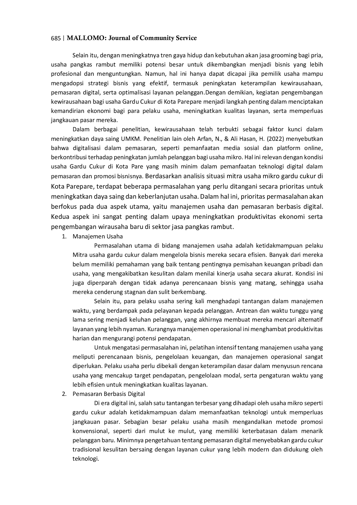 JURIS Peningkatan Daya Saing Dan Kemandirian Ekonomi Usaha Mikro Pangkas Rambut Melalui Pengembangan Kewirausahaan Pada Usaha Gardu Cukur Di Kota Parepare