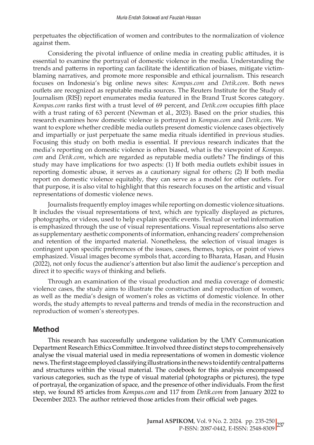 JURIS Visual representation of domestic violence in Kompas and Detik