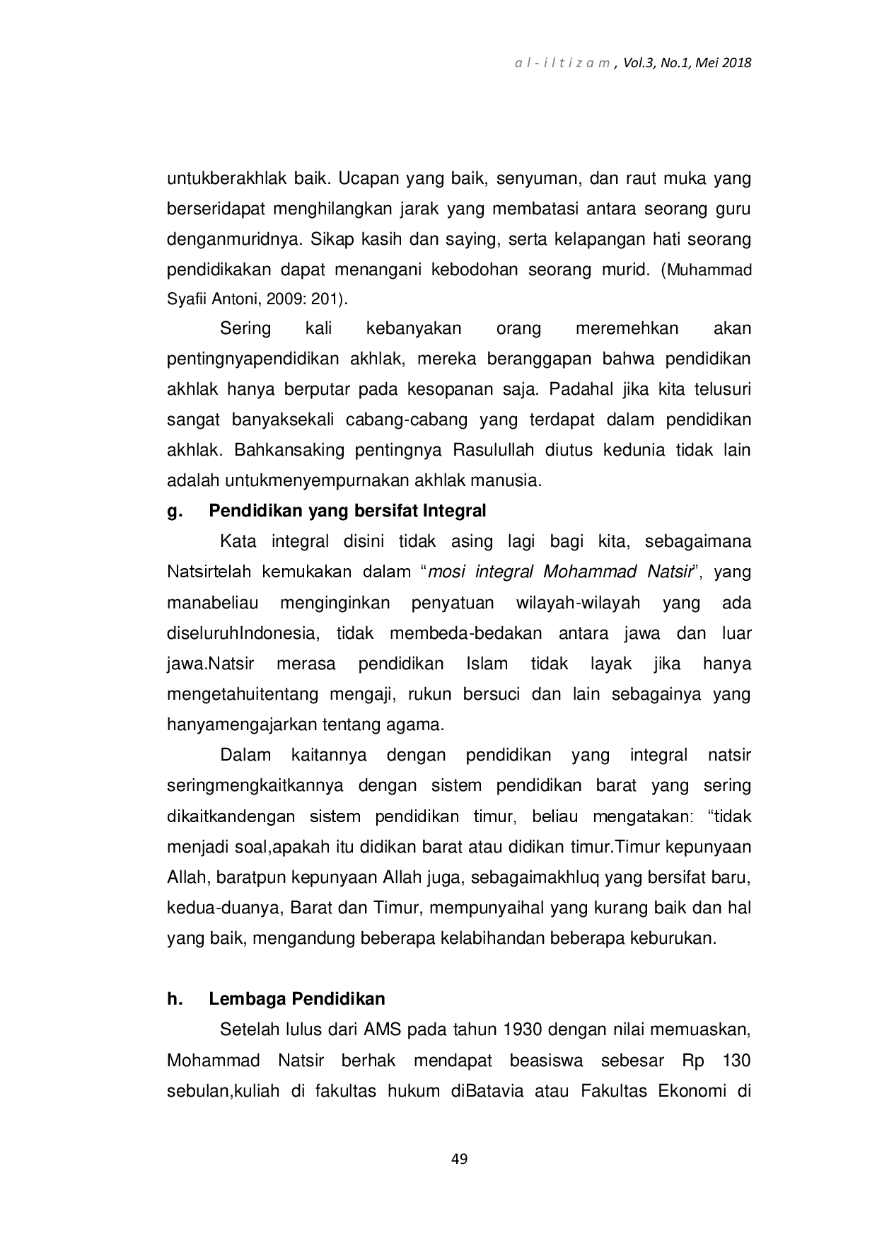 juris Pendidikan Dan Politikus Analisis Pemikiran M Natsir Tentang Pendidikan Islam Di Indonesia