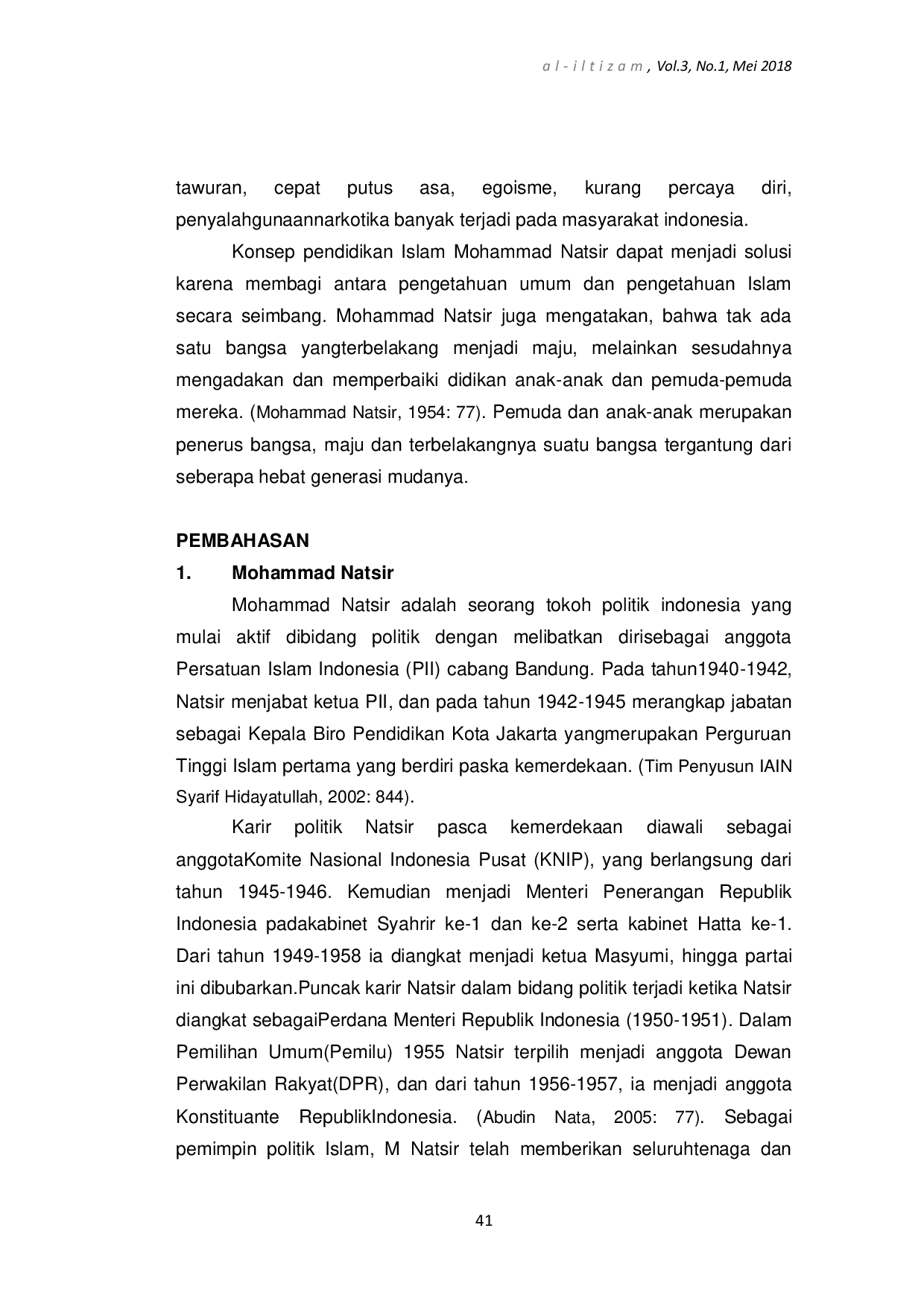 juris Pendidikan Dan Politikus Analisis Pemikiran M Natsir Tentang Pendidikan Islam Di Indonesia
