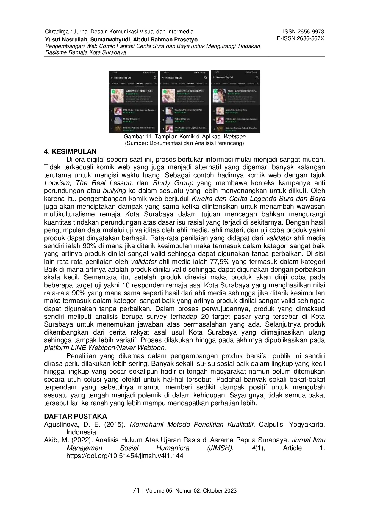 JURIS Pengembangan WEB Comic Fantasi Cerita Sura dan Baya untuk Mengurangi Tindakan Rasisme Remaja Kota Surabaya