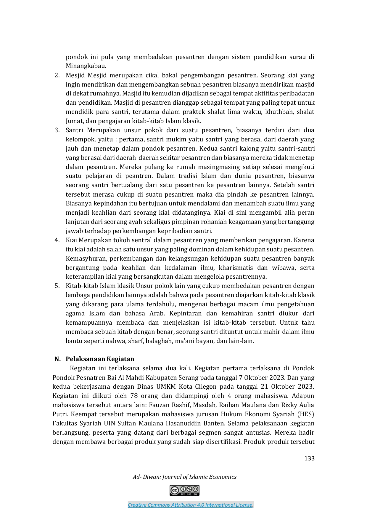 JURIS Peran Mahasiswa Hukum Ekonomi Syariah Dalam Pengembangan Kualitas UMKM Pondok Pesantren