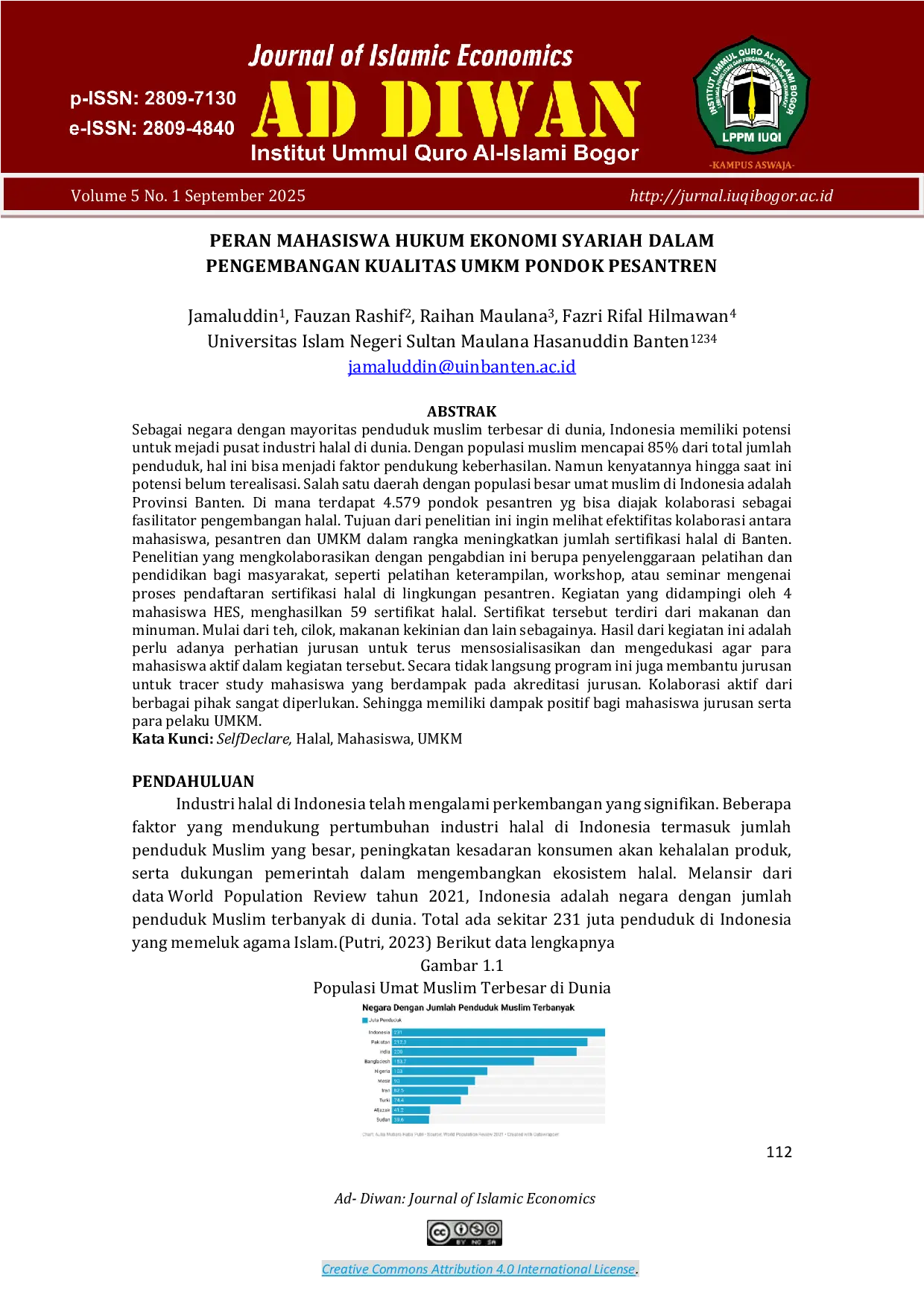JURIS Peran Mahasiswa Hukum Ekonomi Syariah Dalam Pengembangan Kualitas UMKM Pondok Pesantren