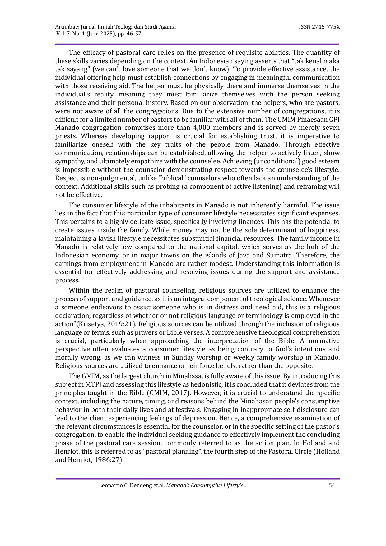 JURIS Manado s Consumptive Lifestyle A Lived Religion Perspective to Construct Contextual Pastoral Theology