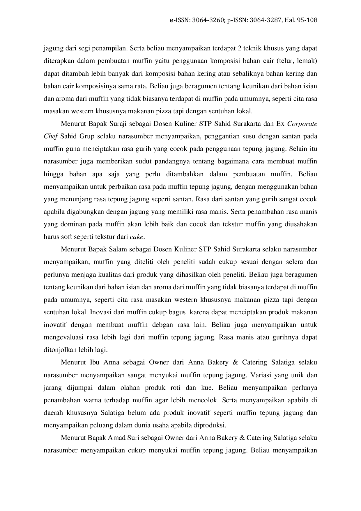 JURIS Penggunaan Tepung Jagung pada Pembuatan Muffin dalam Upaya Menciptakan Produk Inovasi dari Tepung Jagung