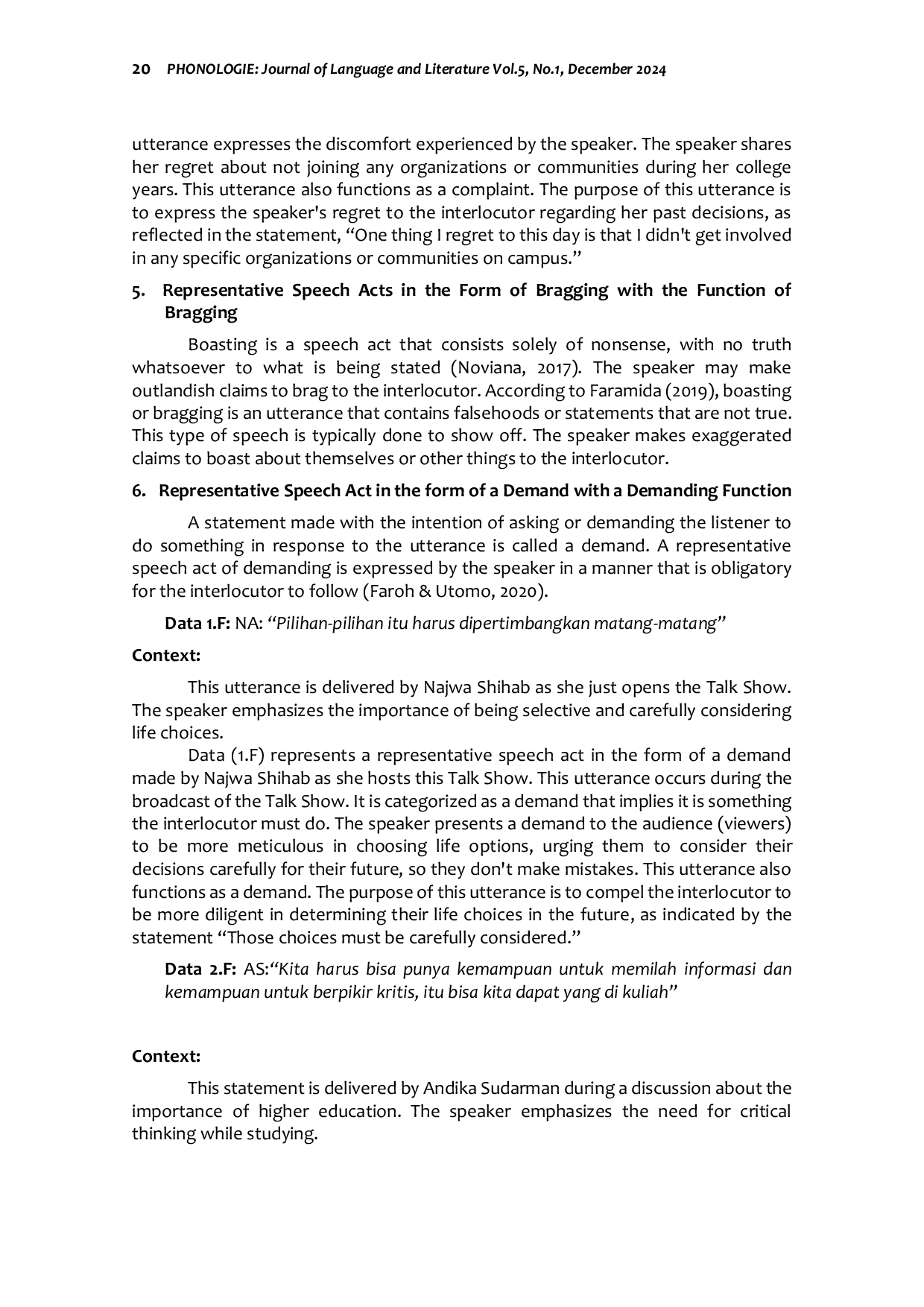 JURIS Analysis of Representative Speech Acts in Mata Najwa s Talk Show in The Episode Why You Need to Study