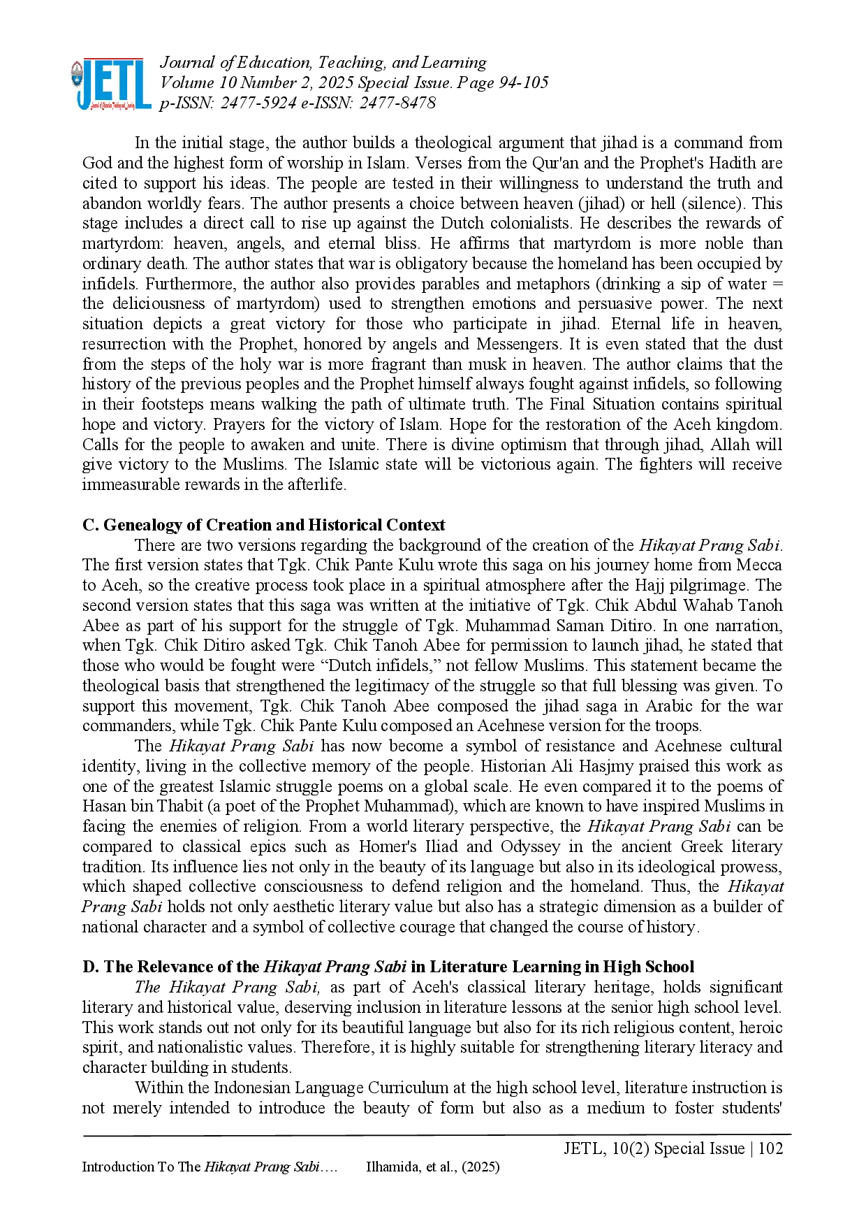 juris Introduction To The Hikayat Prang Sabi And Its Relationship To Literature Learning