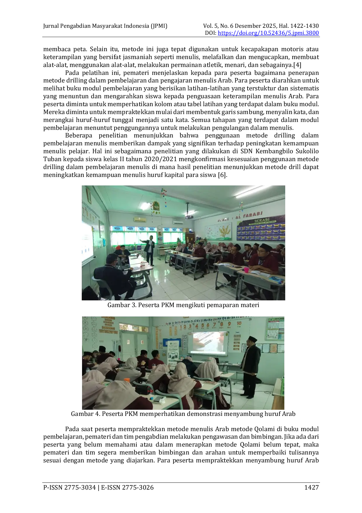 JURIS Pelatihan Pembelajaran Dan Pengajaran Tulis Arab Metode Qolami Di SDIT Al Iman Bekasi Jawa Barat