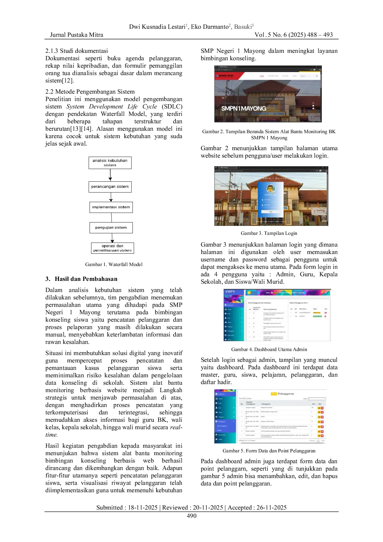JURIS Implementasi Sistem Alat Bantu Monitoring Bimbingan Konseling Berbasis Website Pada SMP Negeri 1 Mayong