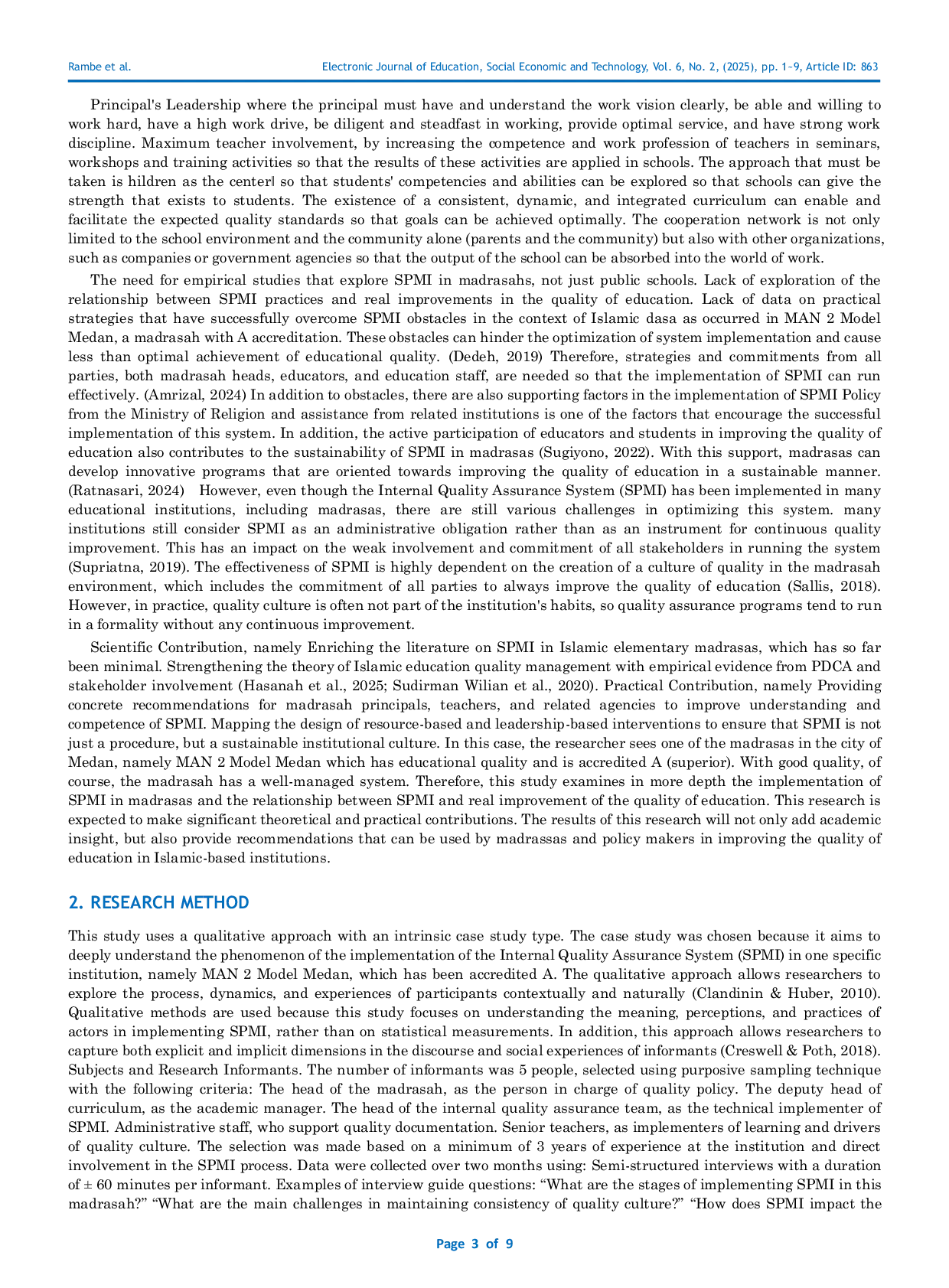 JURIS Implementation of Internal Quality Assurance System in Improving the Quality of Education