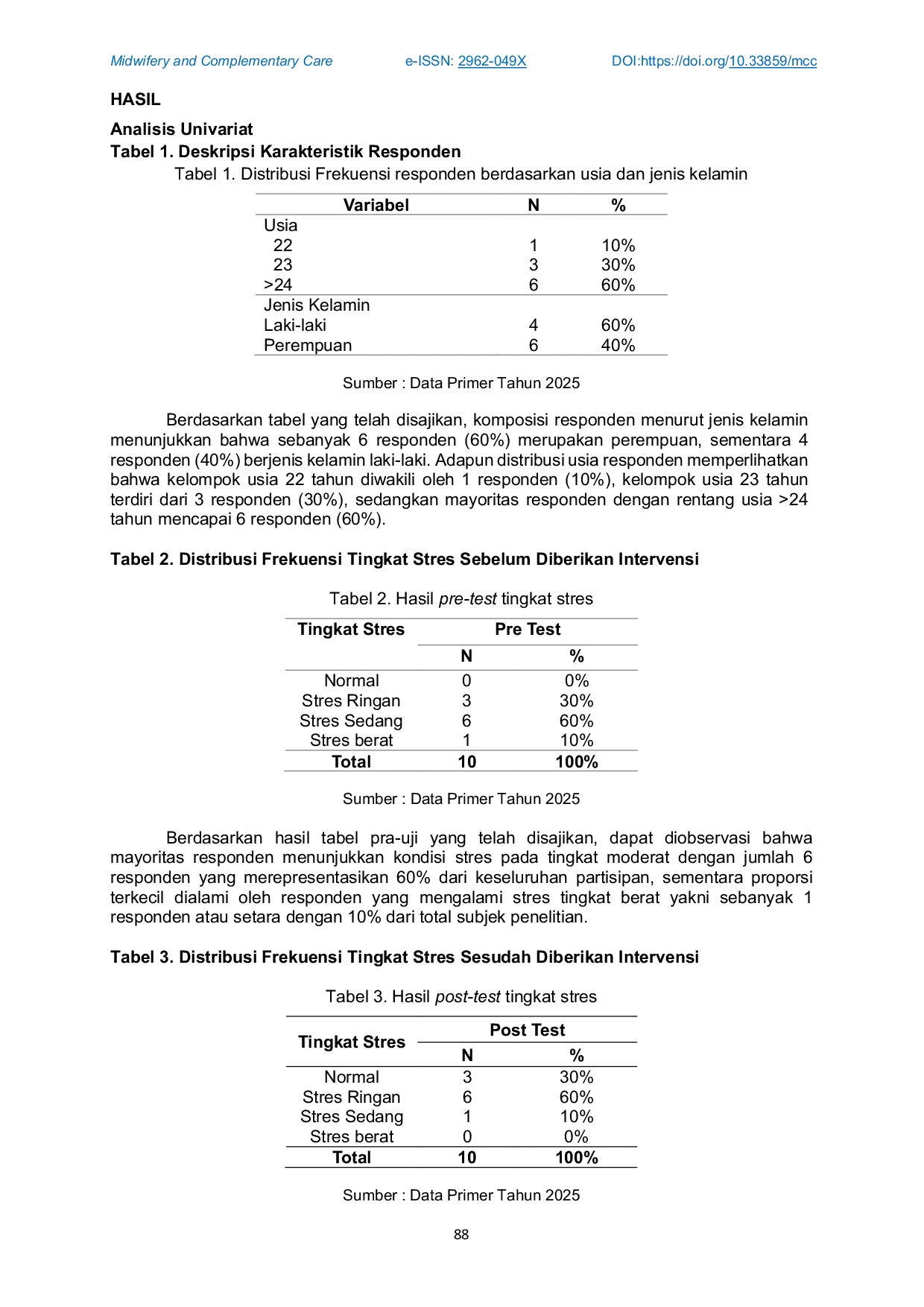 JURIS Pengaruh Terapi Nature Sound Terhadap Tingkat Stres Mahasiswa Profesi Ners STIKes Hamzar Lombok Timur