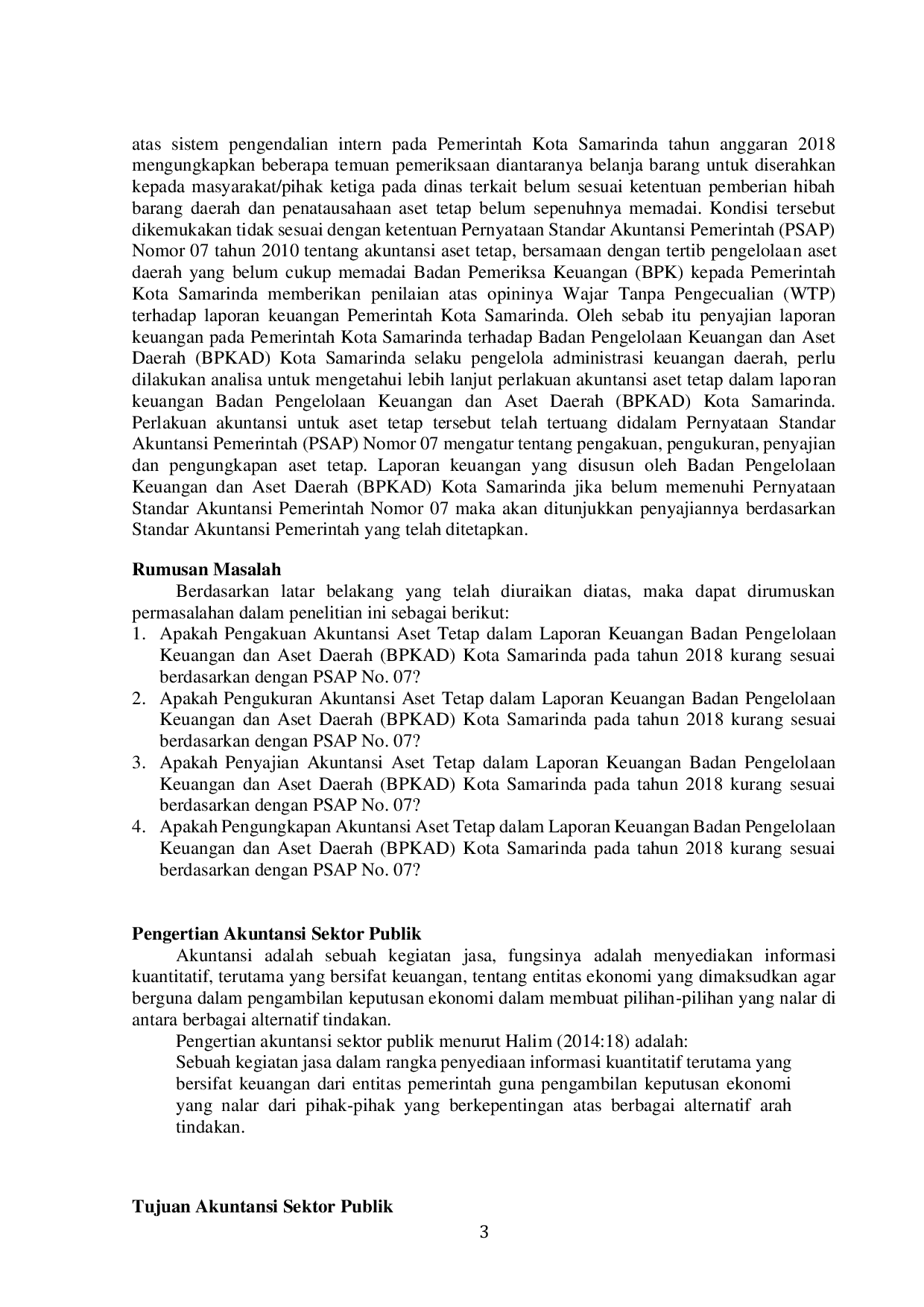 JURIS Perlakuan Akuntansi Aset Tetap Dalam Laporan Keuangan Badan Pengelolaan Keuangan dan Aset Daerah BPKAD Kota Samarinda