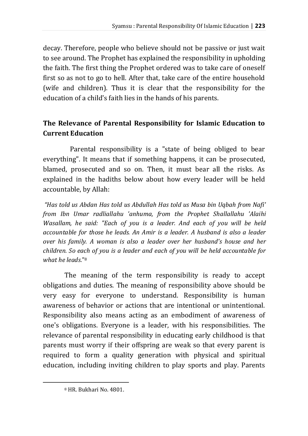 JURIS Responsibility of Parents In Islamic Education According To The Qur an