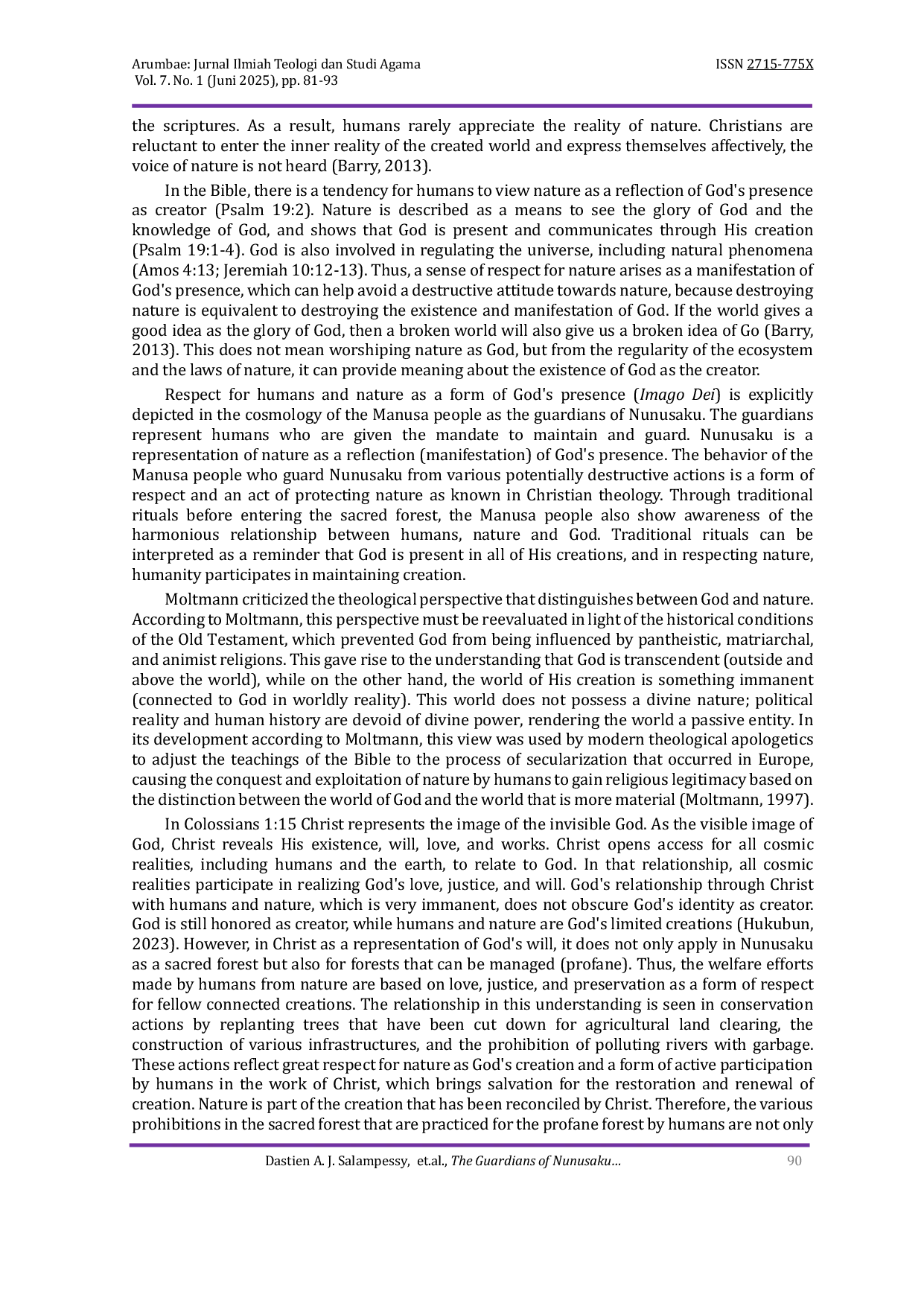 JURIS The Guardians of Nunusaku An Eco Theological Study of the Manusa Cosmology