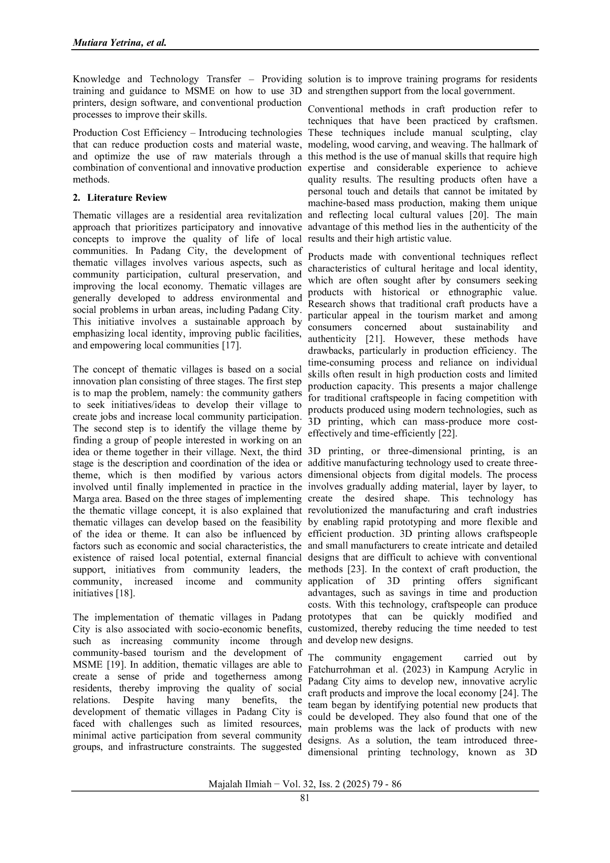 JURIS Community Empowerment in MSME Craft Production Based on Conventional Method and Innovation with 3D Printing