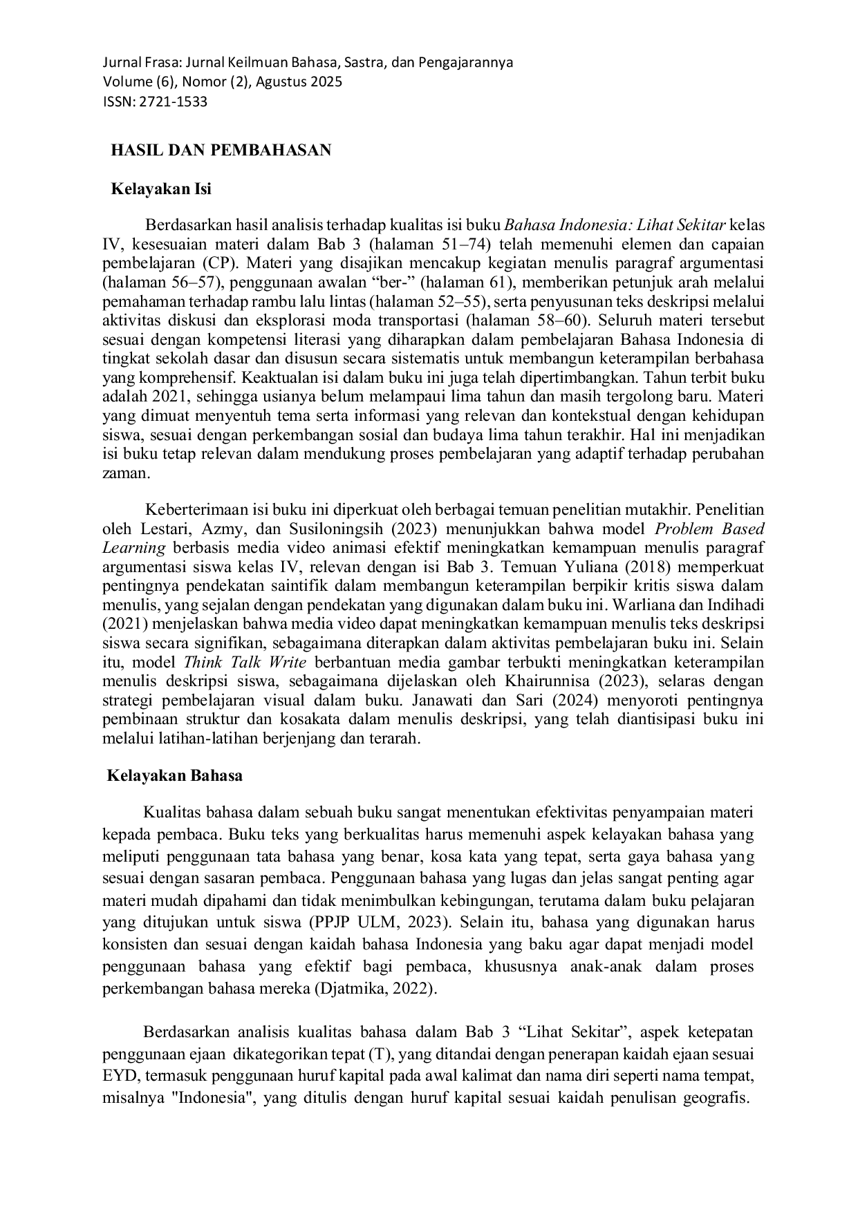 JURIS Analisis Bab 3 Buku Siswa Kelas 4 SD Berdasarkan Standar BSNP EYD Edisi V