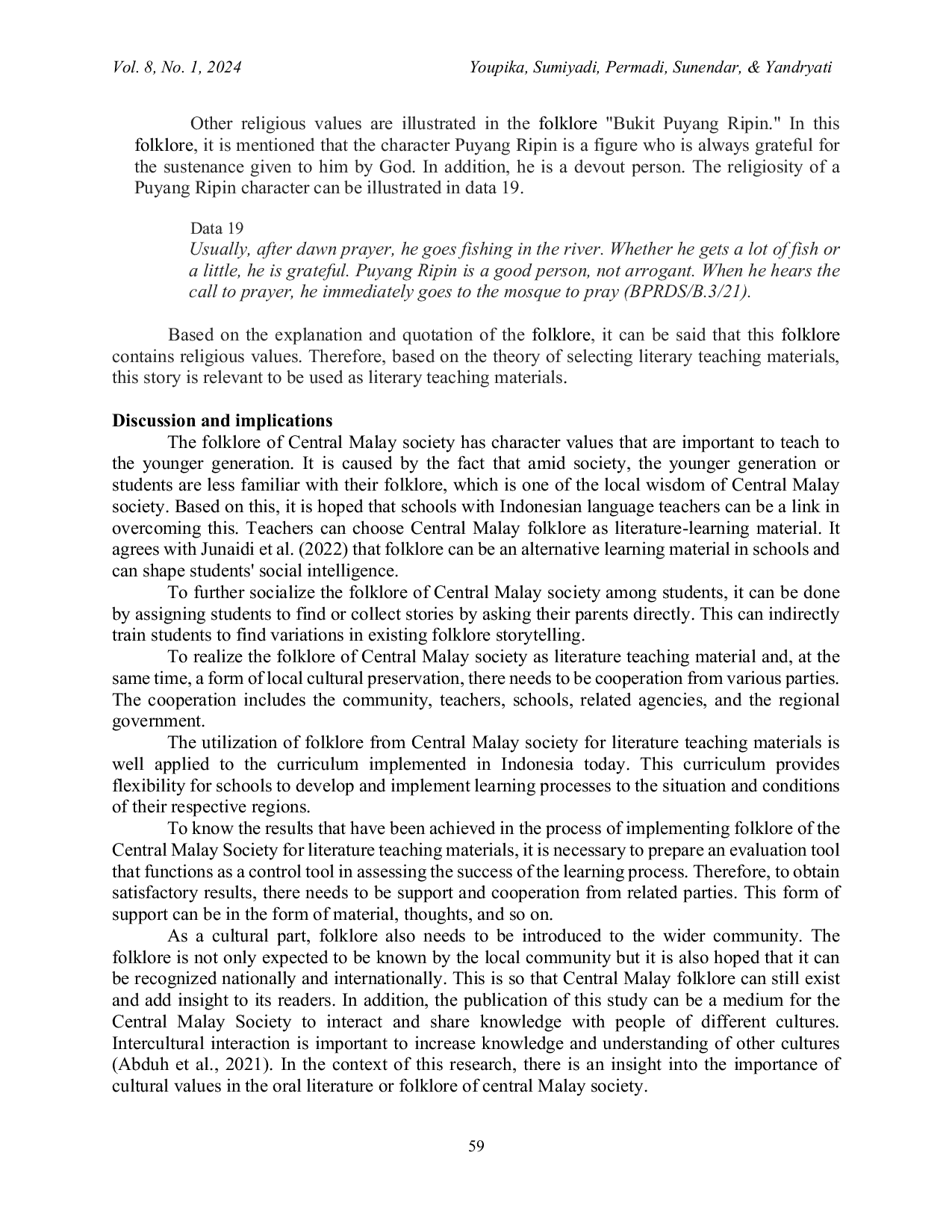JURIS The Endangered Central Malay Folklore A Medium for Internalizing Character Values in Indonesian Language and Literature