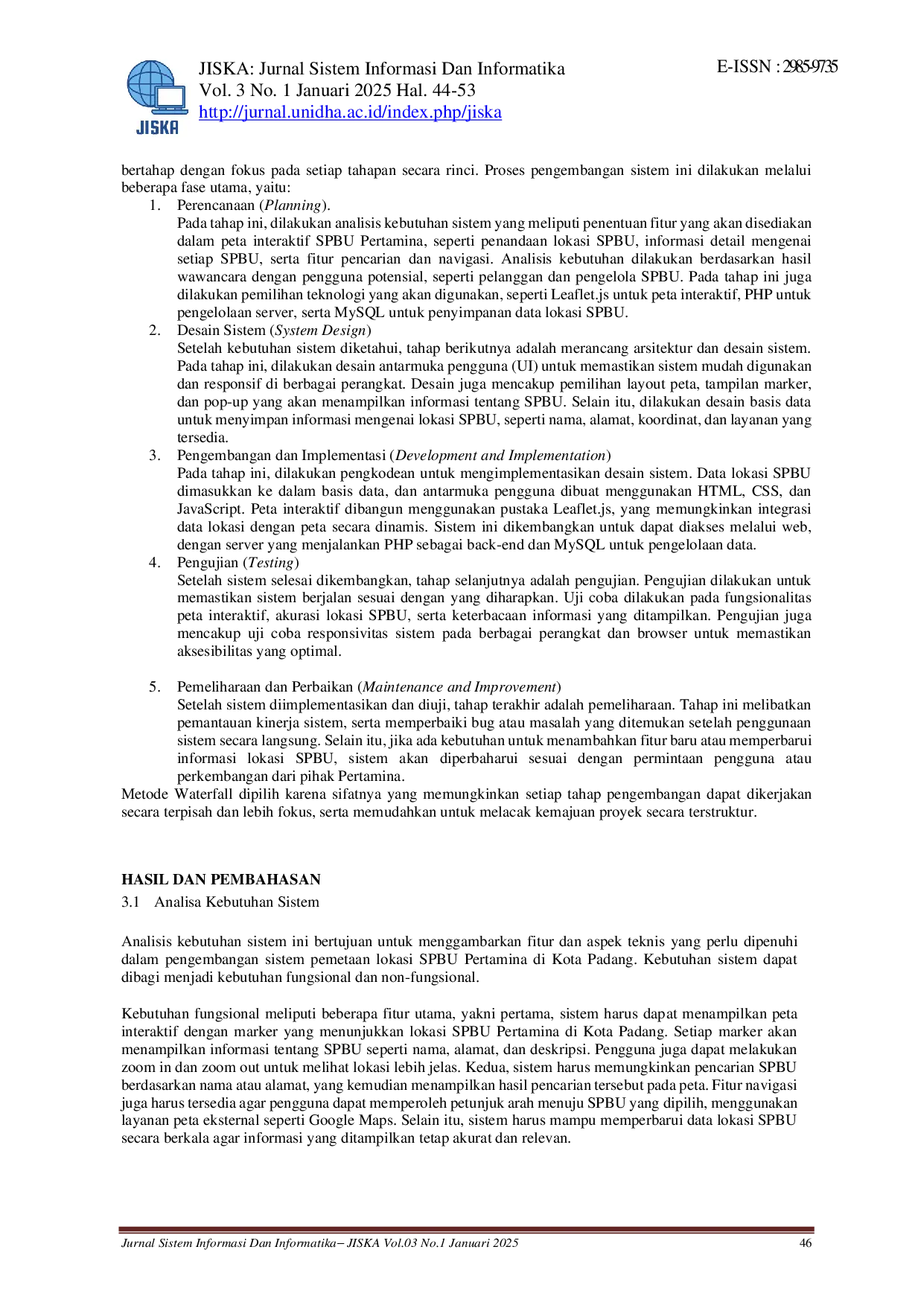 juris Implementasi Peta Interaktif Berbasis Web Untuk Lokasi Spbu Pertamina Di Kota Padang