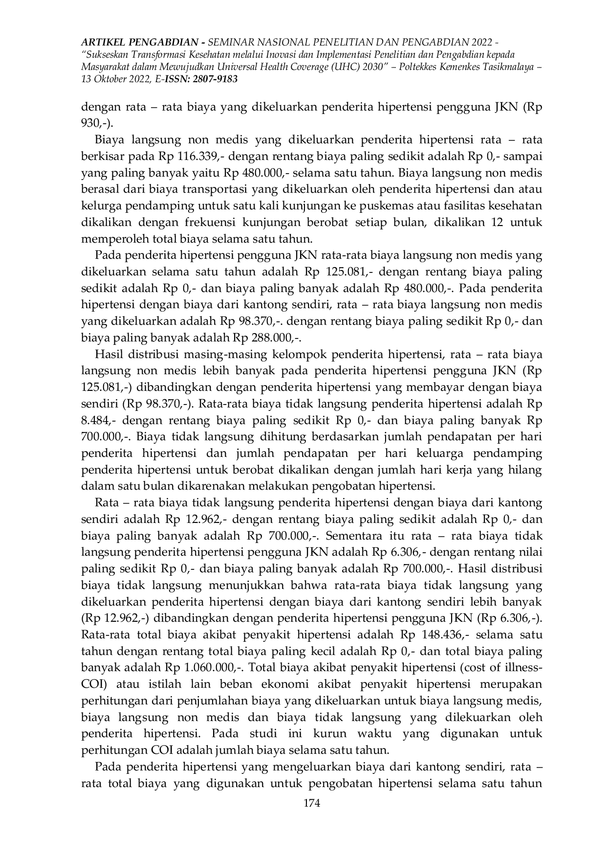 JURIS Analisis Cost Of Illnes dan Dampak Pemanfaatan Jaminan Kesehatan Nasional dalam Mengurangi Beban Ekonomi Penderita Hipertensi