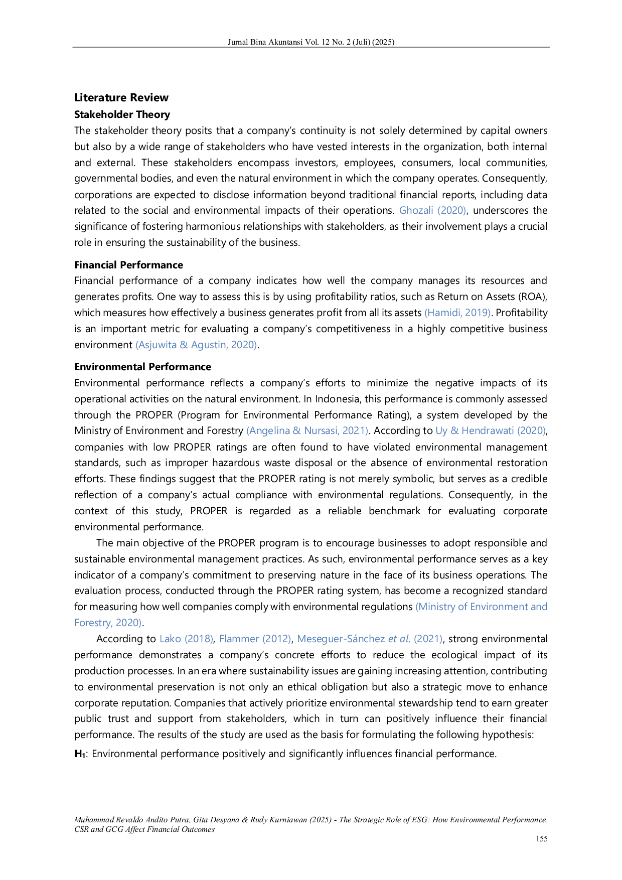 JURIS The Strategic Role of ESG How Environmental Performance CSR and GCG Affect Financial Outcomes
