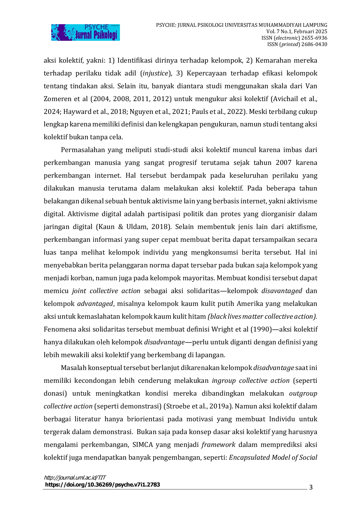 JURIS Aksi Kolektif pada Gerakan Sosial Sebuah Perspektif Psikologi