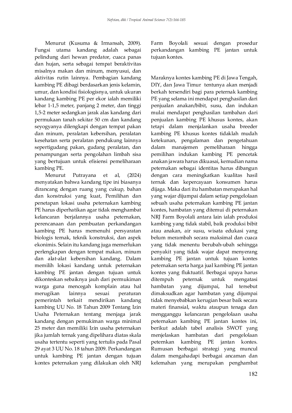 JURIS Strategi Perawatan Kambing Peranakan Etawa PE Jantan untuk Tujuan Kontes Peternakan di NRJ Farm Boyolali