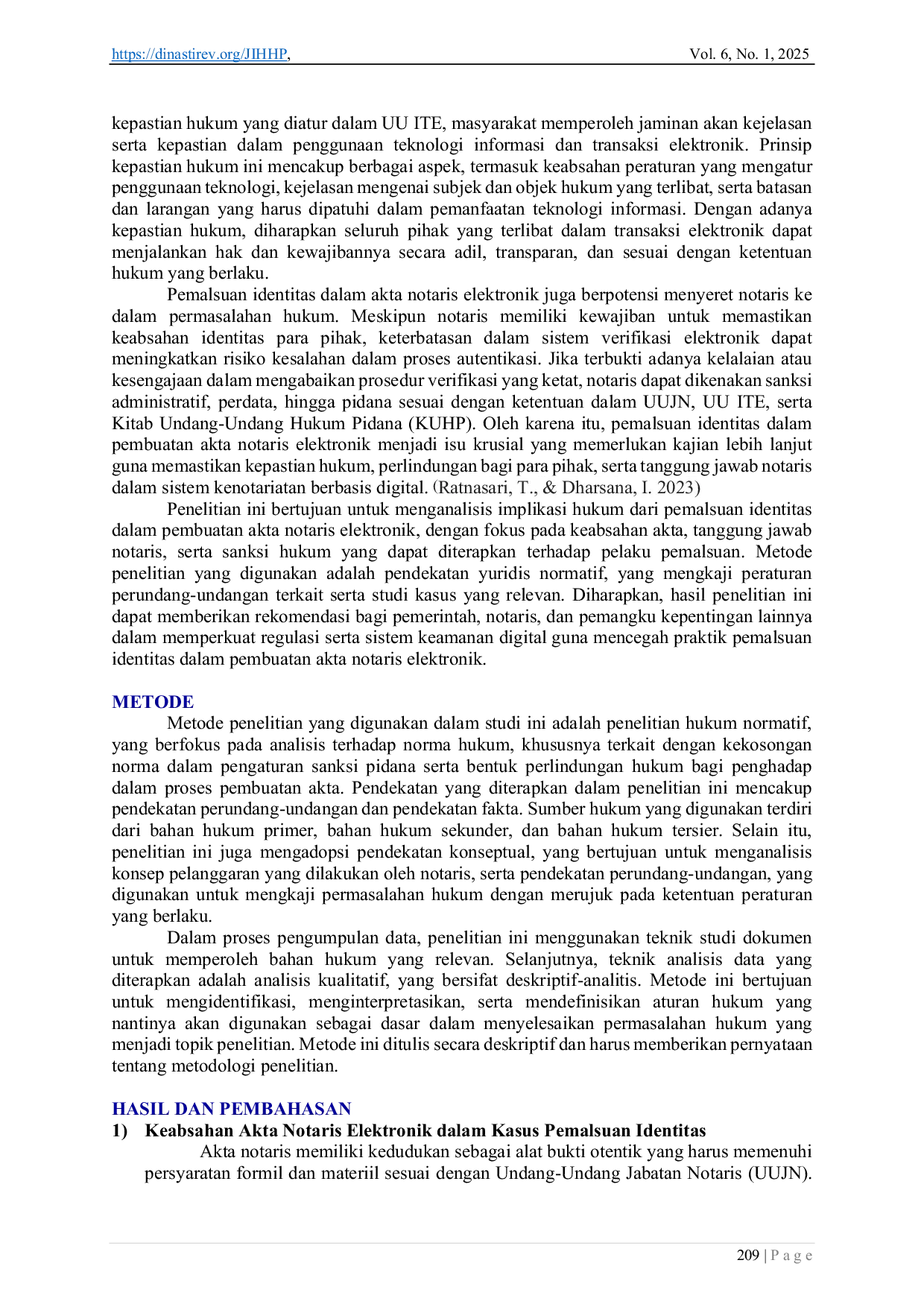 JURIS Implikasi Hukum Pemalsuan Identitas dalam Pembuatan Akta Notaris Elektronik