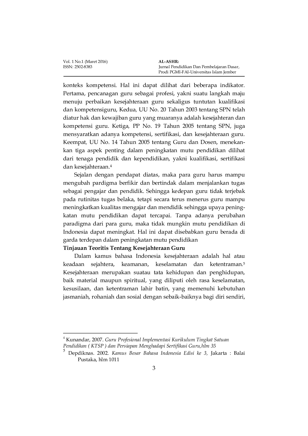 JURIS Kesejahteraan Guru Dalam Peningkatan Kompetensi Guru