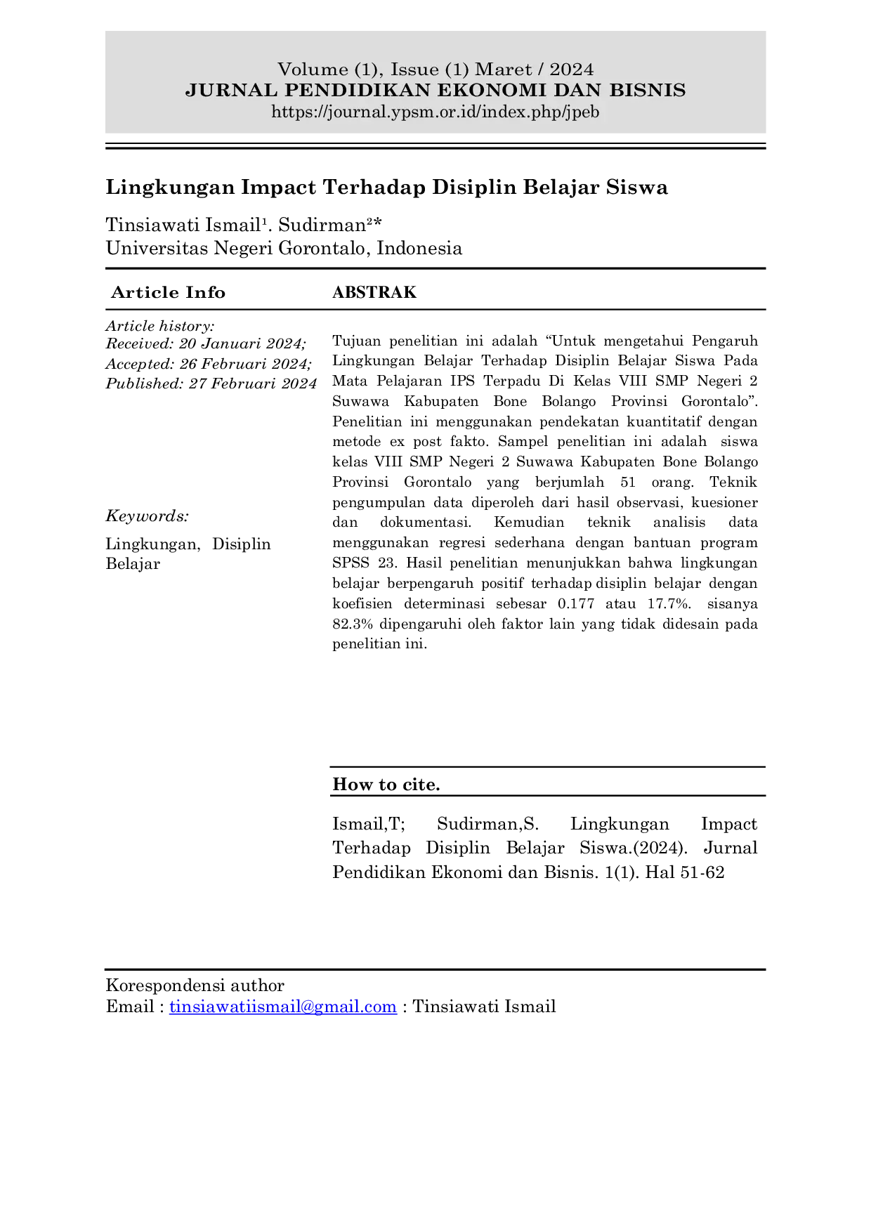 JURIS Lingkungan Impact Terhadap Disiplin Belajar Siswa