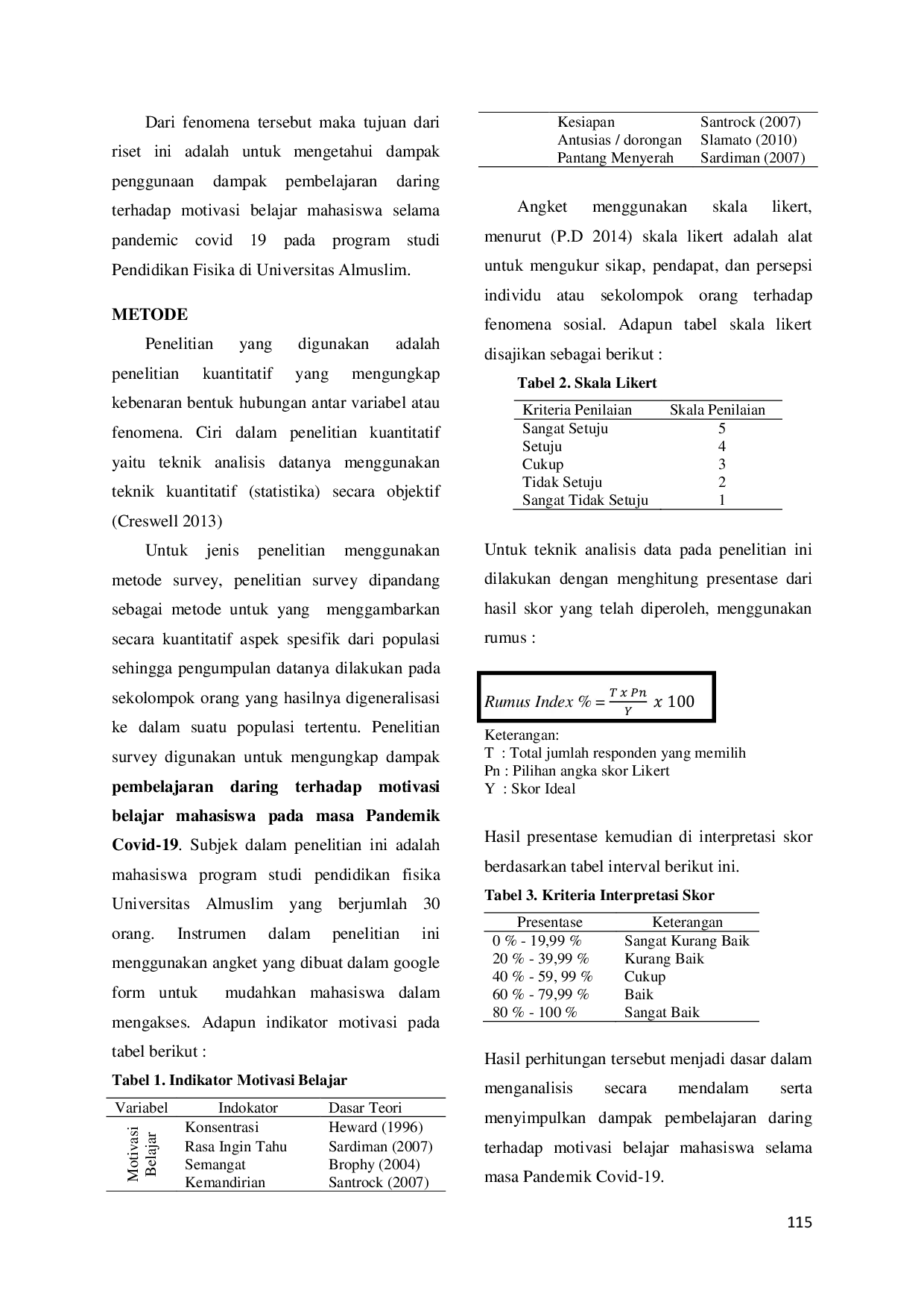 JURIS Dampak Pembelajaran Daring Terhadap Motivasi Belajar Mahasiswa Selama Pandemic Covid 19