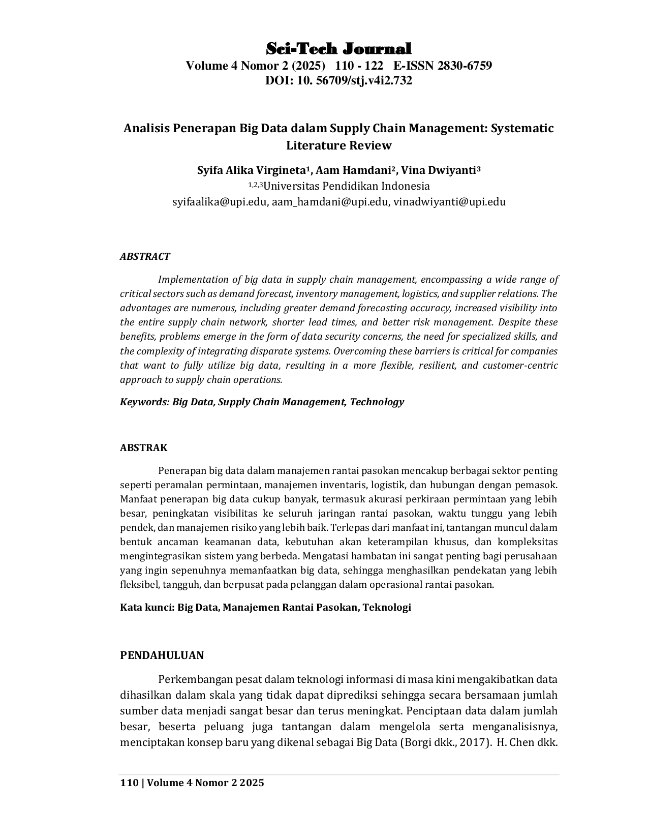 JURIS Analisis Penerapan Big Data dalam Supply Chain Management Systematic Literature Review