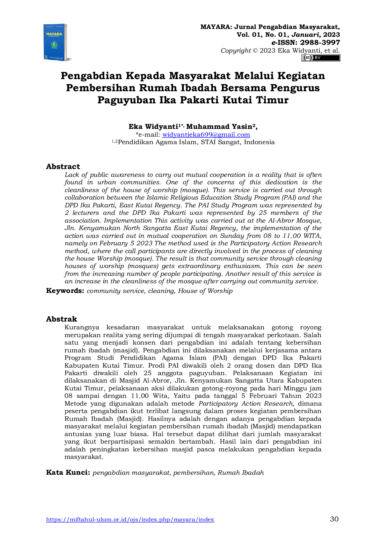 JURIS Pengabdian Kepada Masyarakat Melalui Kegiatan Pembersihan Rumah Ibadah Bersama Pengurus Paguyuban Ika Pakarti Kutai Timur