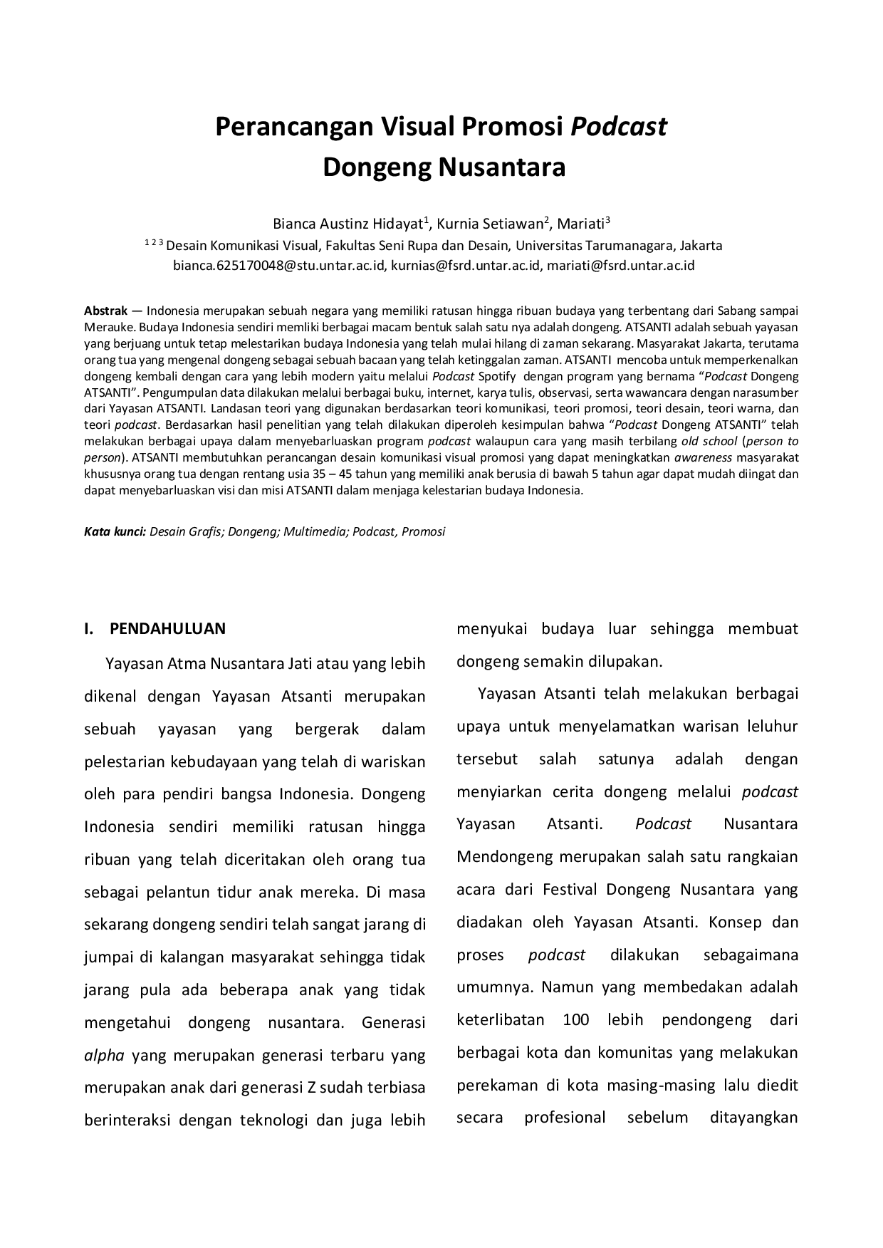 JURIS Perancangan Visual Promosi Podcast Dongeng Nusantara