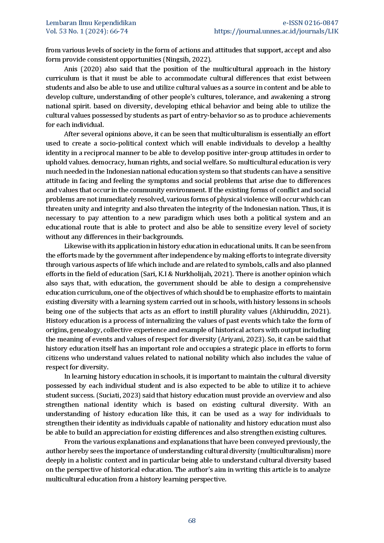 juris Multicultural Education in the Application of Learning History