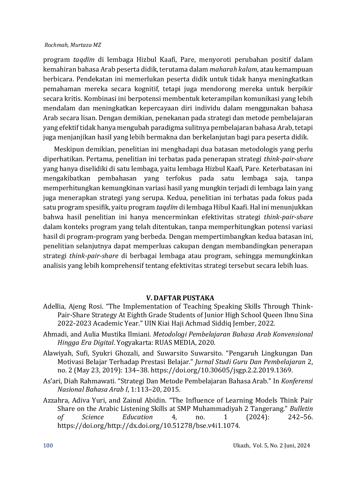 JURIS Implementasi Strategi Think Pair Share Pada Program Taqdm di Lembaga Pembelajaran Non Formal Hizbul Kahfi