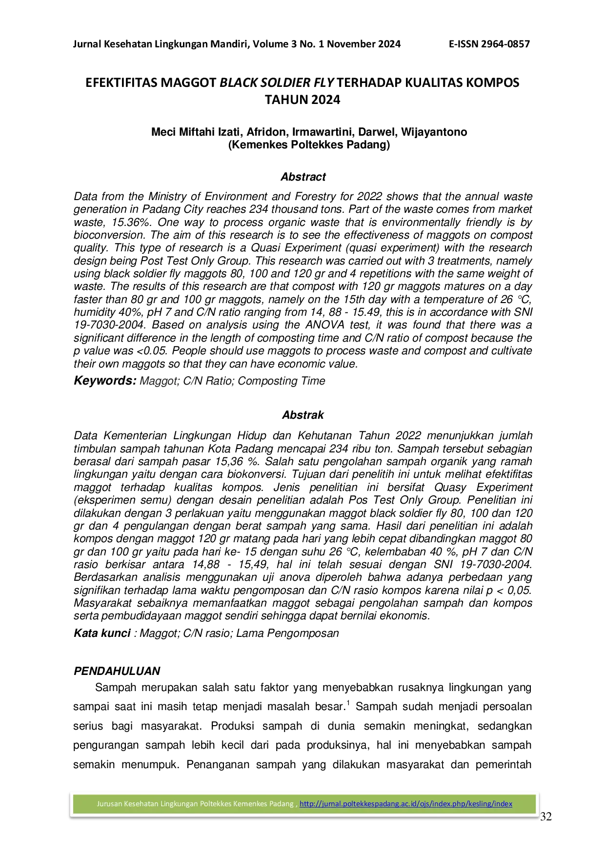 JURIS Efektifitas Maggot Black Soldier Fly Terhadap Kualitas Kompos