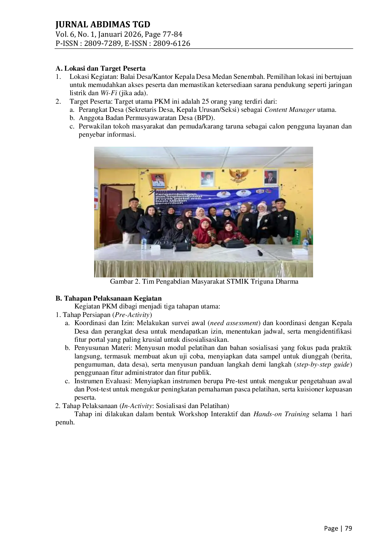 JURIS Sosialisasi Dan Pelatihan Pemanfaatan Portal Web Desa Medan Senembah Kabupaten Deli Serdang