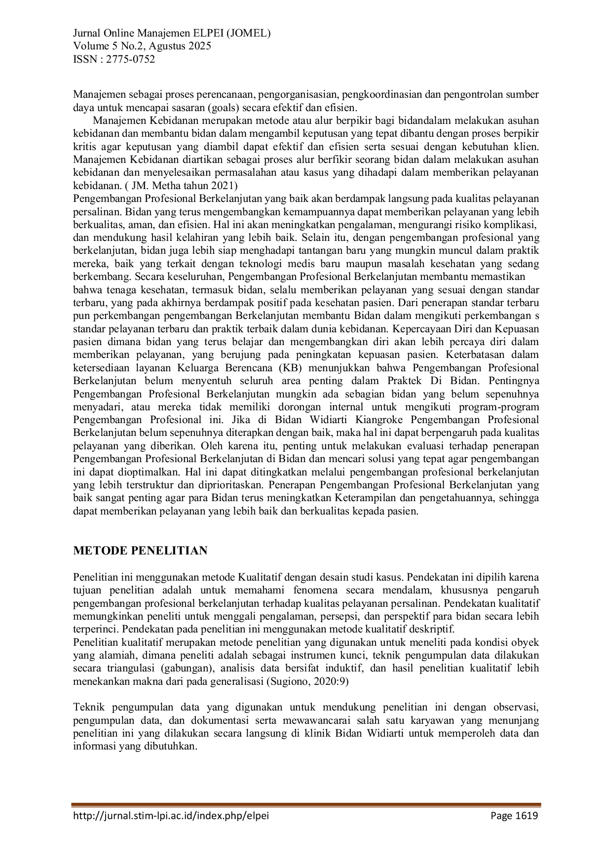 JURIS Analisis Kualitas Pengembangan Profesional Berkelanjutan Di Bidan Widiarti Kiangroke