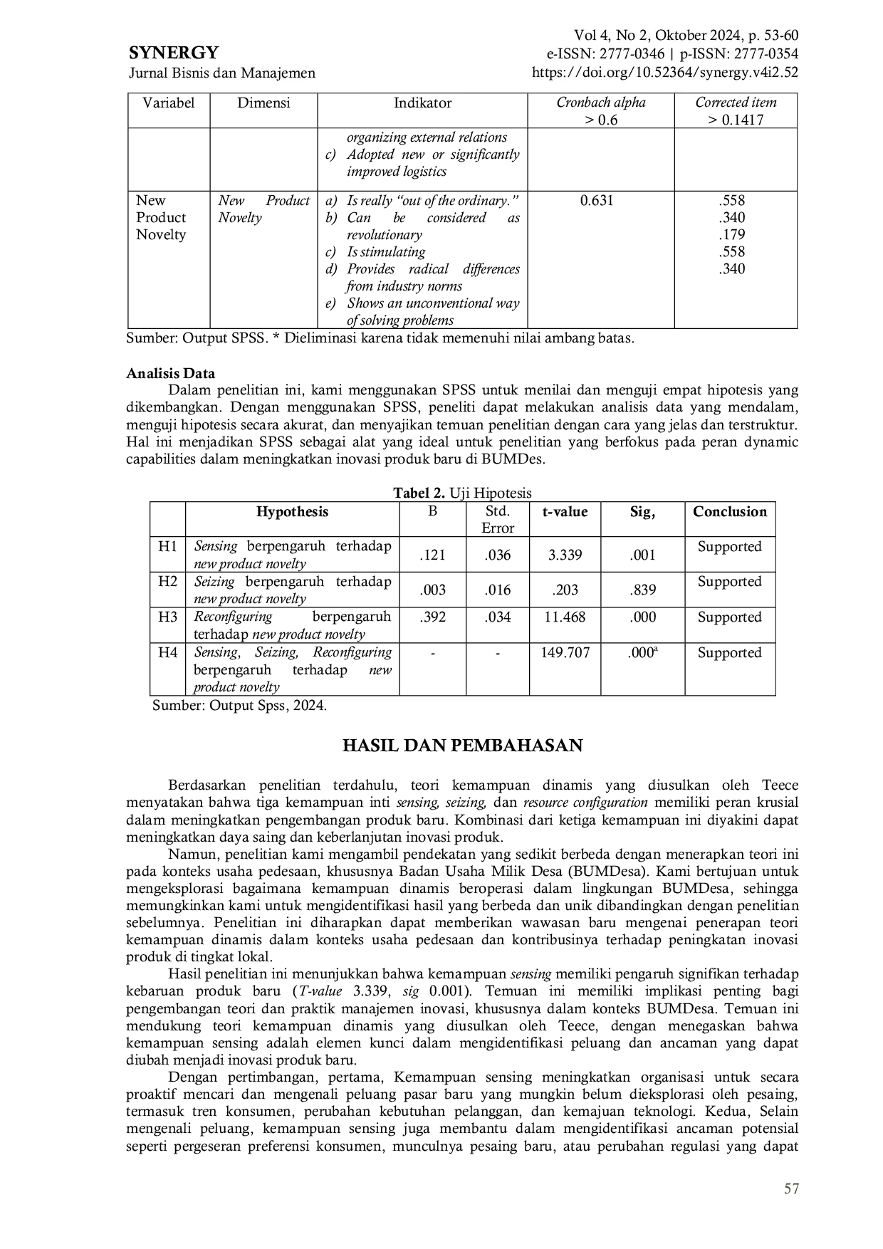 JURIS Menjelajahi Peran Kemampuan Dinamis dalam Meningkatkan Kebaruan Produk Baru Fokus pada Sensing Seizing dan Resource Reconfiguration