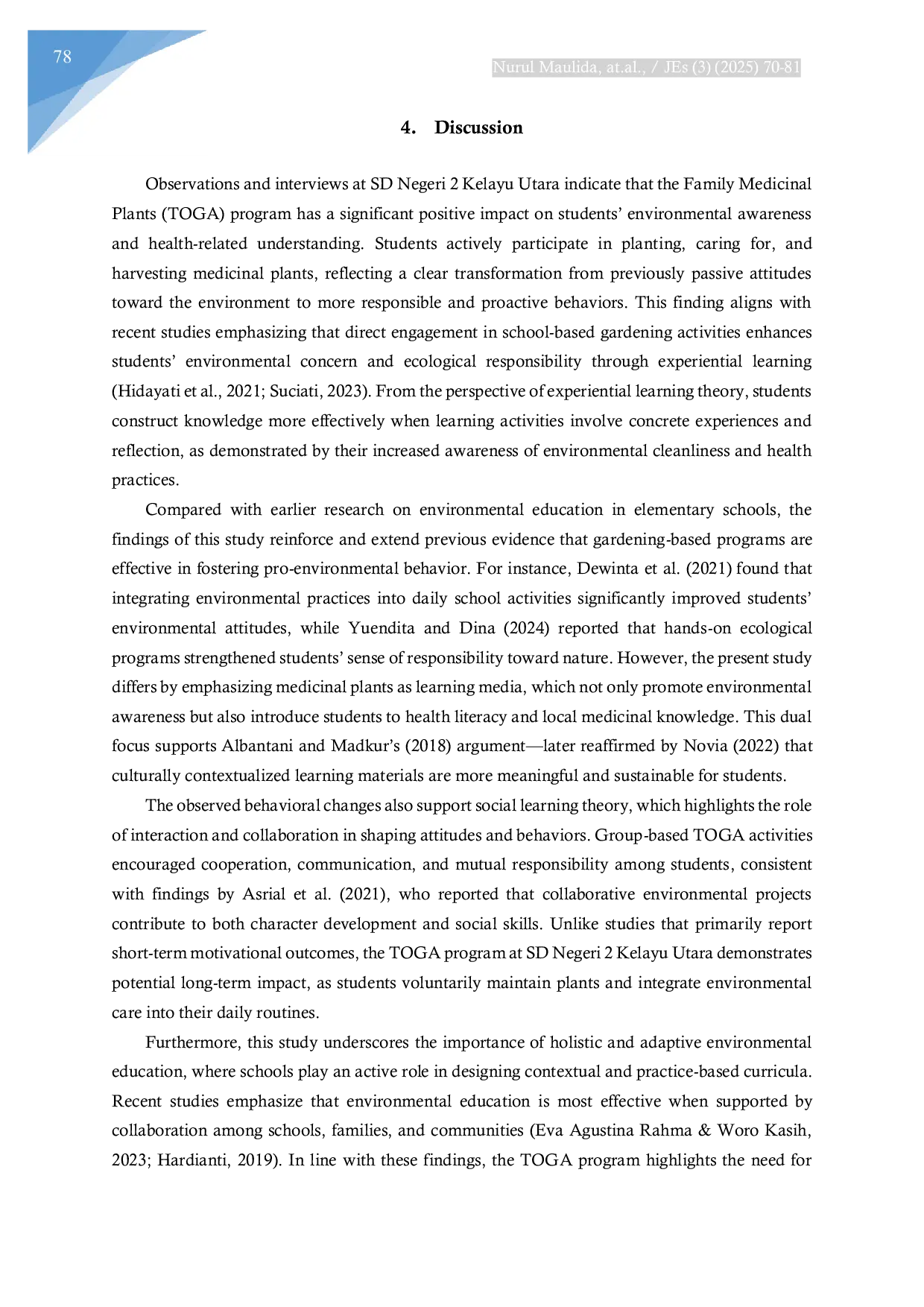 JURIS Fostering Students Environmental Awareness through the Family Medicinal Plants Toga Program